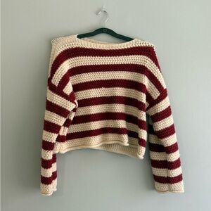 Striped Cream and Red Sweater